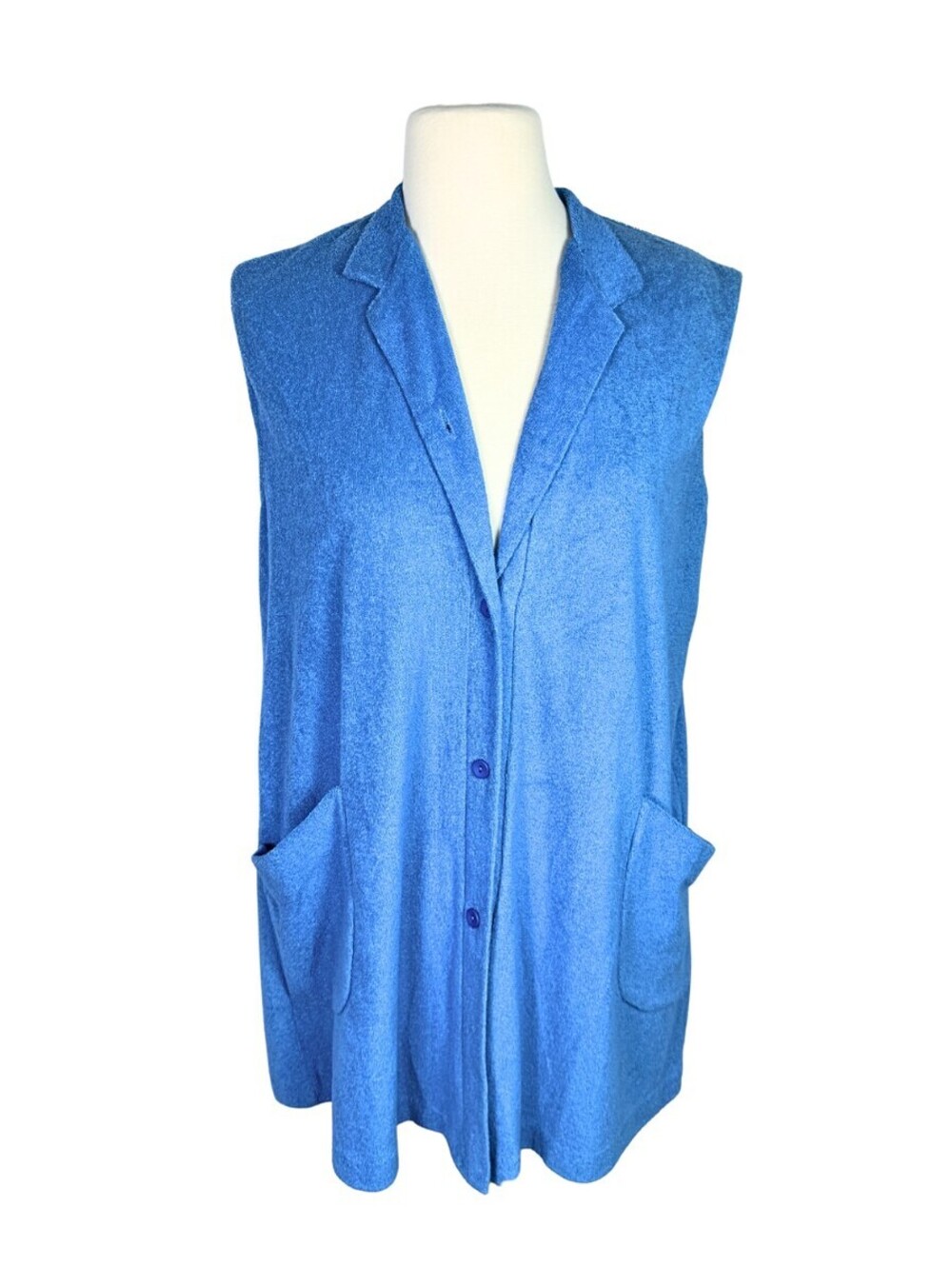 Vintage DeWeese Terry Cloth Cover Up Vest NWT Blue Medium